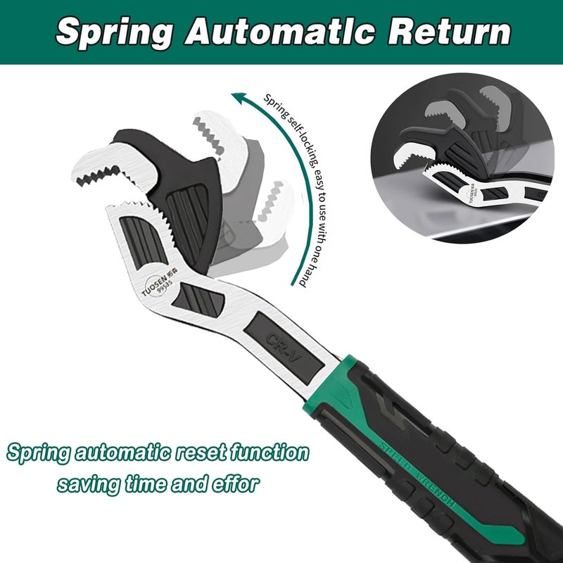 groword 10 Inch Adjustable Wrench - Auto Size Adjusting, 0.6"-1.38" (15-35MM) Self-Adjusting Quick Wrench for Car, Bicycle, Plumbing Repairs - Image 2